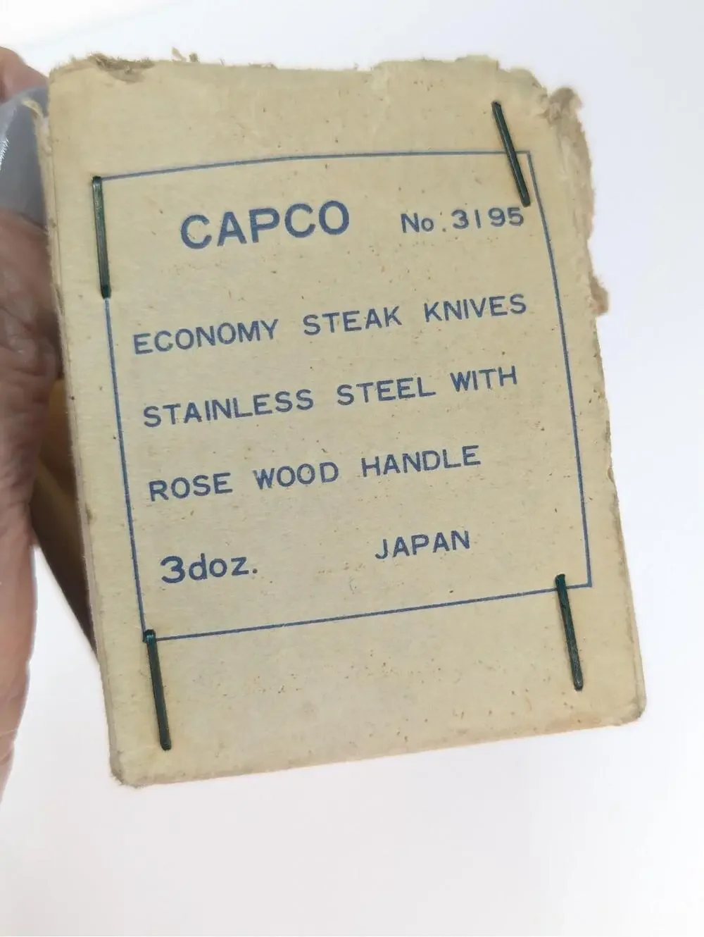 Set of 6 Capco 3195 Stainless Steel Steak Knife Rosewood Handle Brass Rivets NOS